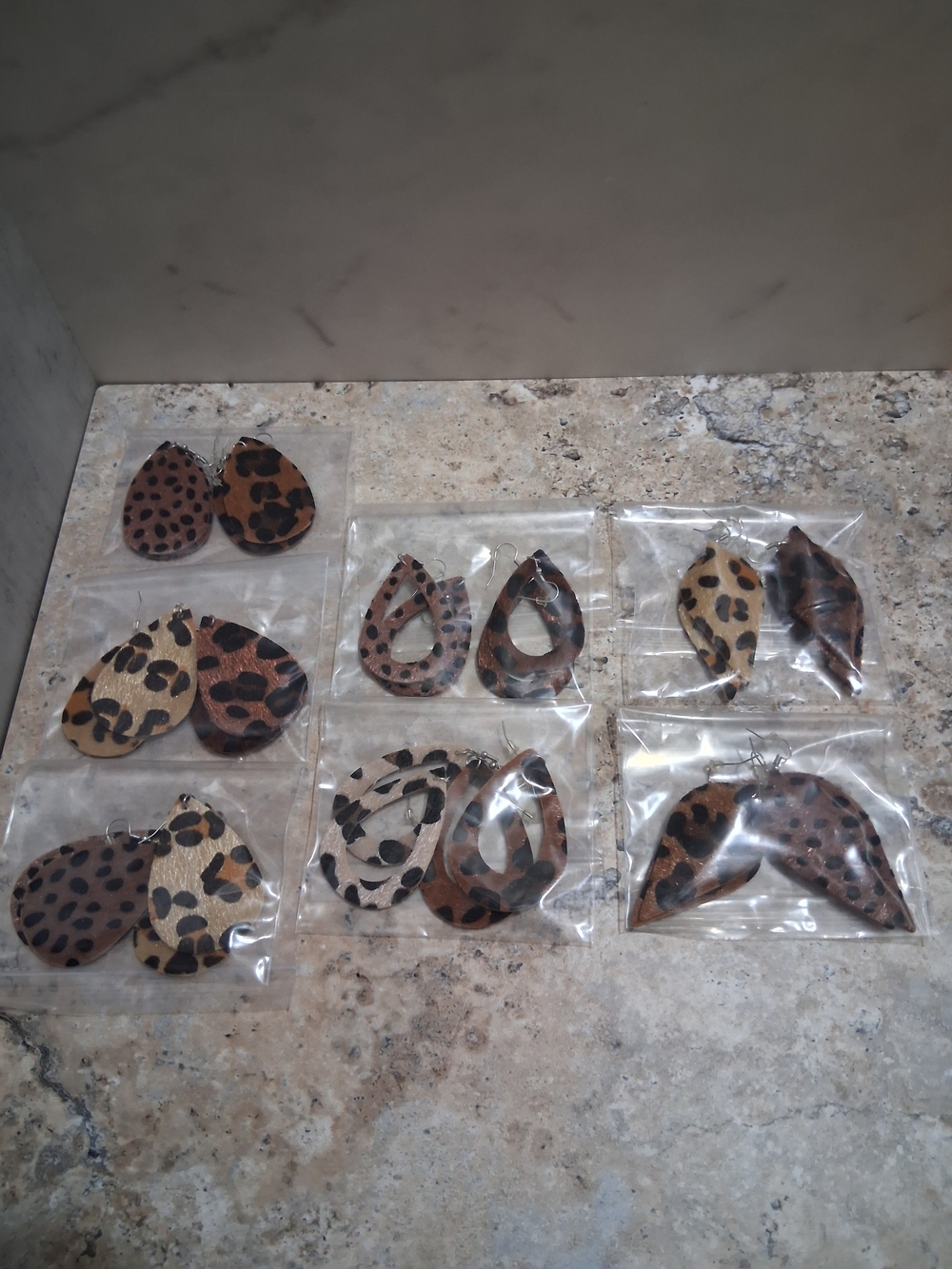 Assorted Leopard Print Teardrop Earrings Pack - Brown & Tan